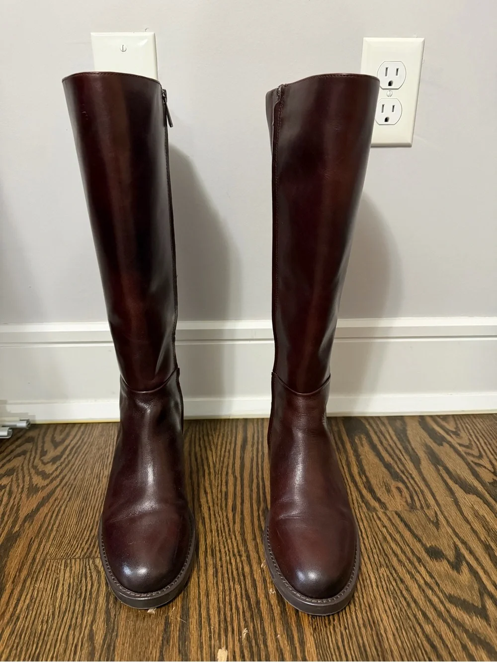 Sam Edelman Over-the-Knee Leather Boots in Deep Burgundy